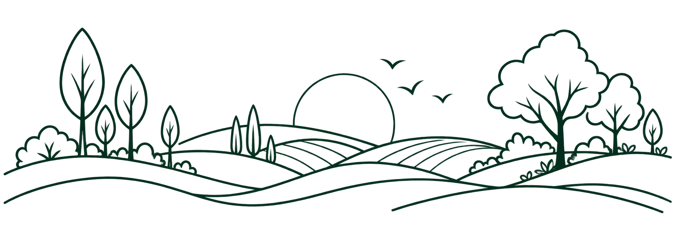 Stylised green hillside landscape representing Madhavam at Raj Nagar Extension