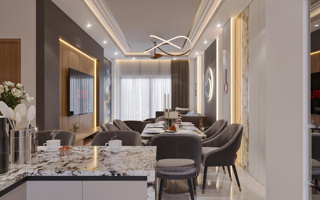 Aaradhayam kitchen and dining space